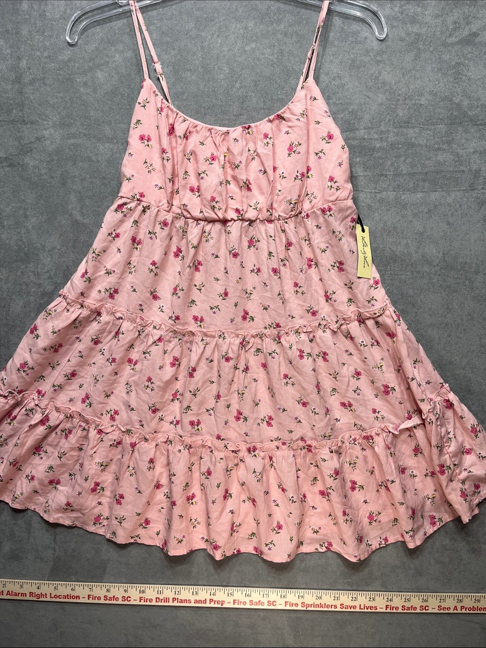 NWT‎ Liberty Love Pink Floral Smocked Mini Dress Spaghetti Strap Size M
